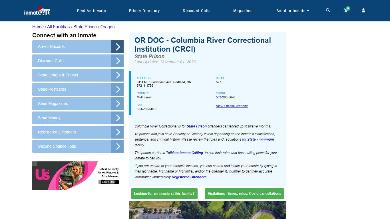 OR DOC - Columbia River Correctional Institution (CRCI) & Inmate Search ...